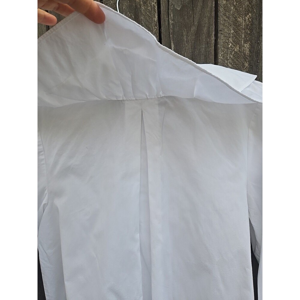 Hill House Home White Ruffle Collar Blouse XS Cotton Button Front Top - Picture 5 of 11